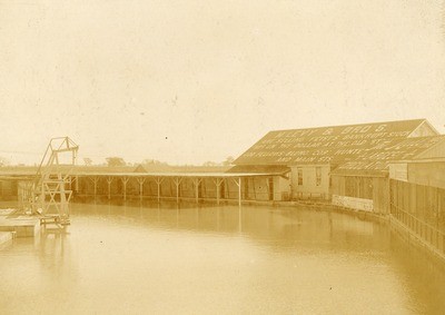 Stockton - Harbors - 1890s: Wharf and loading sheds