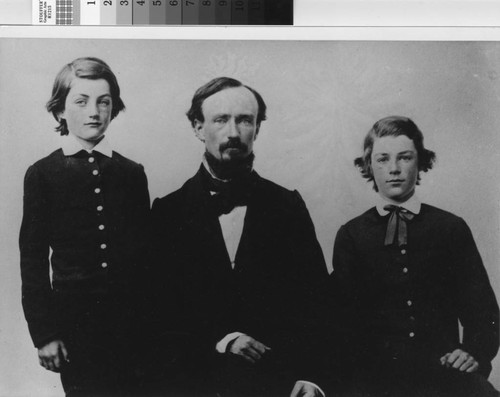J. Ross Browne with 2 sons [picture] : on his left Spencer C. Browne : on his right Ross E. Browne
