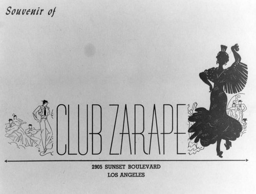 Cover of souvenir photograph from Club Zarape