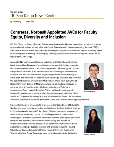 Contreras, Norbash Appointed AVCs for Faculty Equity, Diversity and Inclusion