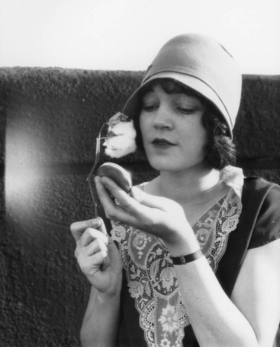 A woman modeling hat, view 3