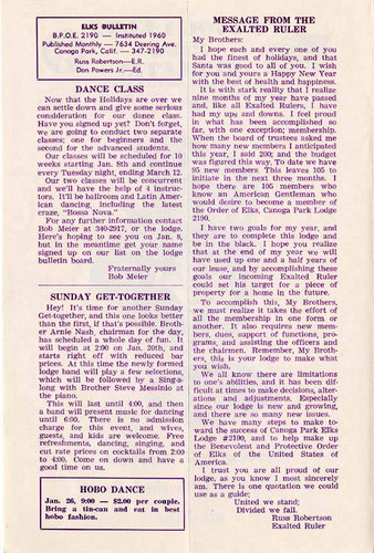 Canoga Elks 2190 Bulletin, January 1963