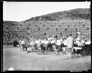Hollywood Bowl, showing the symphony from backstage
