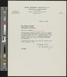 B. George Ulizio, letter, 1932-07-22, to Hamlin Garland