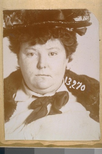 Hannah Landridge--Photo number 13270--An old time pickpocket of San Francisco. A hotel worker around the Palace and other hotels. She picked the pocket of Felix Busch of $300.00 and was sent to San Quentin for two years for the same