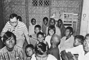 Bangladesh Lutheran Church/BLC, 1981. Church service at Harowa. Secretary General of Danish San