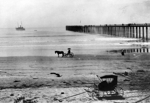 Horse and carriage on the beach, Long Beach