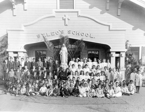 School children in front of St. Leo's School