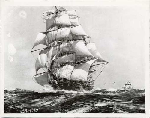 [Painting of sailing ships "Ariel" and "Taeping" in Great Tea Race]
