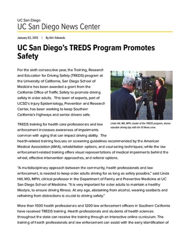 UC San Diego’s TREDS Program Promotes Safety