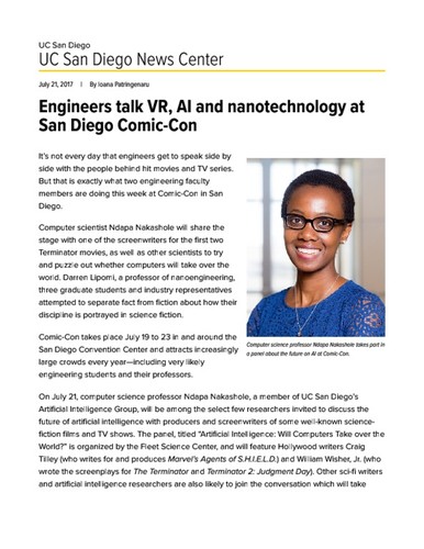 Engineers talk VR, AI and nanotechnology at San Diego Comic-Con
