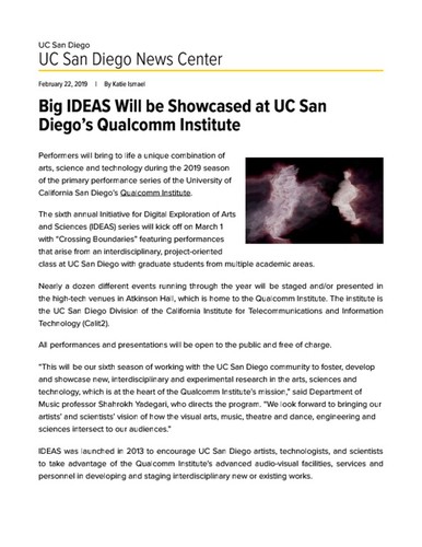 Big IDEAS Will be Showcased at UC San Diego’s Qualcomm Institute