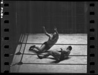 Wrestling match between Joseph “Jumping Joe” Savoldi and Mayes McLain, Olympic Auditorium, Los Angeles, 1935