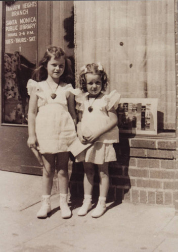 Two young girls outside the Fairview Branch Library