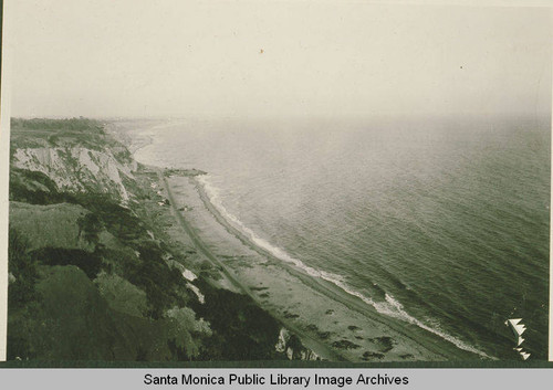 Looking south along the coast and the site of the Long Wharf from Pacific Palisades