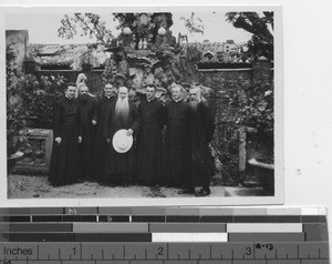 Bishop Fourquet with Maryknoll priests at Sheklung, China, 1928