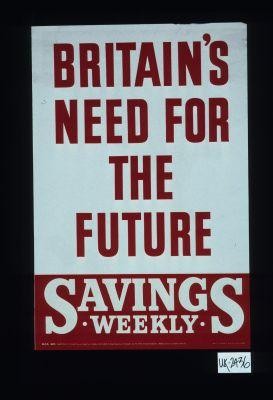 Britain's need for the future. Savings Week