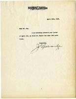 Letter from Joseph Willicombe to Thaddeus Joy, April 10, 1923