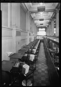 Burroughs adding machines in First National Bank, Southern California, 1928