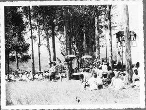 Outside church service, Shigatini, Tanzania, ca.1927-1938