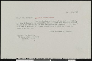 Hamlin Garland, letter, 1913-05-23, to Kenneth H. Damron