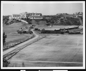 A panoramic view of the Riviera Country Club in Pacific Palisades, ca.1930