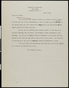 Hamlin Garland, letter, 1930-06-09, to Vida R. Sutton