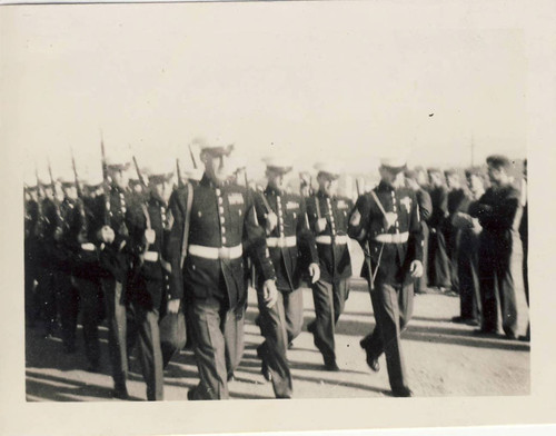 Marines marching to parade area, MCAS El Toro 1947