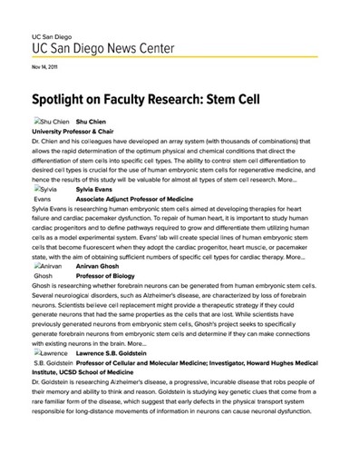 Spotlight on Faculty Research: Stem Cell