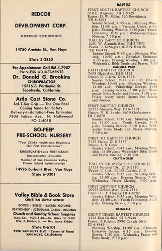 Church-Time Directory, San Fernando Valley, circa 1960s (page 5)