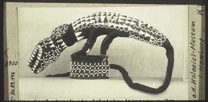 Headdress of a secret society dancer from Fumban. It portrays a crocodile