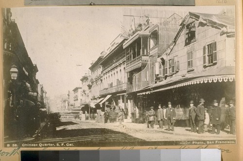 North on Grant Ave. from Clay St. in the Chinese Quarters, 1888. Taber photo