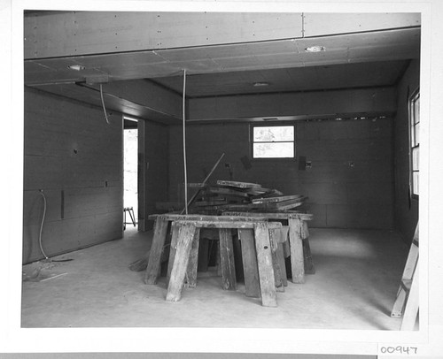 Interior of kitchen in a new house on Mount Wilson, under construction