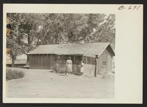 Views of old farm house on Central Utah Project, taken over by young people's six groups as summer camp. . . . . . . .six miles from Topaz. Photographer: Bankson, Russell A. Topaz, Utah