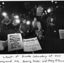 Animal rights supporters hold a vigil at UC Davis