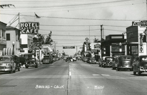 Looking east on Ramsey Street in Banning, California in the 1930s