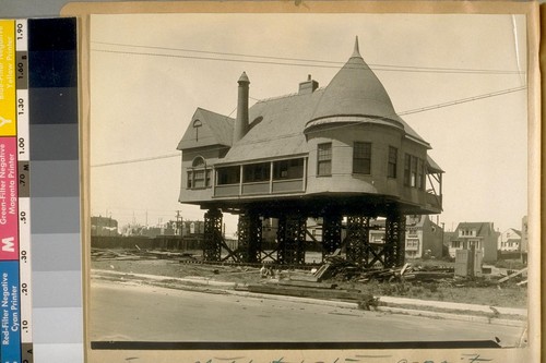The Old Chalet that stood opposite the Main Entrance to Golden Gate Park at the Beach. The first story has been removed. Now standing at the S.W. cor. 24th Ave. & Judy St. The home of the Boy Scouts