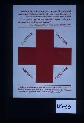 [Red Cross symbol] Sacrifice - devotion - humanity - patriotism