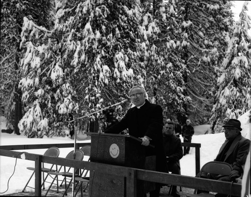 Nation's Christmas Tree Ceremony, 1972. Park Superintendents. Supt. Henry G. Schmidt and Ellenor Fullur, other ranger unidentified
