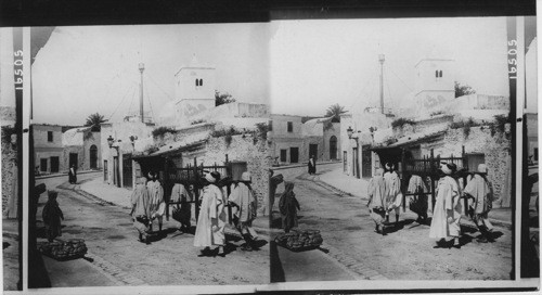 An Arab Funeral-bearing the corpse through the streets to the grave. Tunis, Tunisia