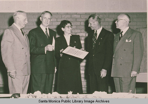 Pacific Palisades 1952 Citizen of the Year Award Presentation to Phyllis Genovese