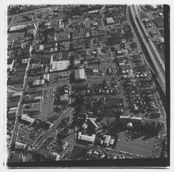Aerial view of downtown Santa Rosa urban renewal area, Santa Rosa, California, 1971