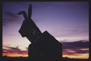 DEC77P2-24: Monte Python Trojan Bunny sculpture at sunset