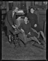 Mmes. A.C. Purgiss, Clement Molony, and Donald Woodford discuss program plans, Los Angeles, 1938-1939