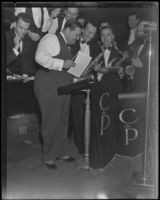 David L. Hutton, estranged husband of Aimee Semple McPherson, with a band in a nightclub, Los Angeles, 1933