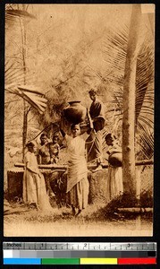 Orphans at a well, Kumbakonam, India, ca.1920-1940
