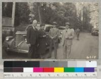 Mr. Wilson, the Metcalfs and Mr. Wooley at Hoo Hoo Meeting at Calaveras Big Trees. 1938