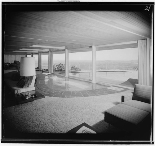 Bass, Newton T., residence. Interior and Swimming pool