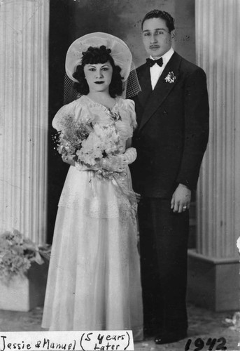 Manuel and wife, Jessie at wedding, [graphic]