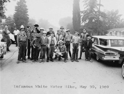 Boy Scout Troop 19 on a Hike, [graphic]